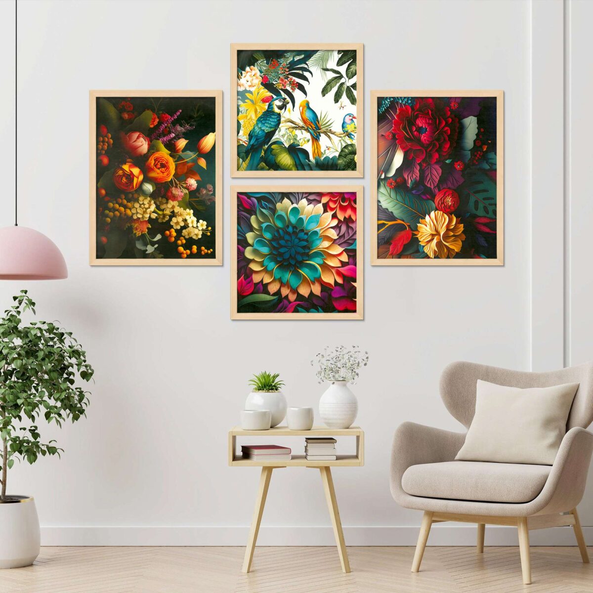 SET OF 4 DIGITAL WALL PAINTING