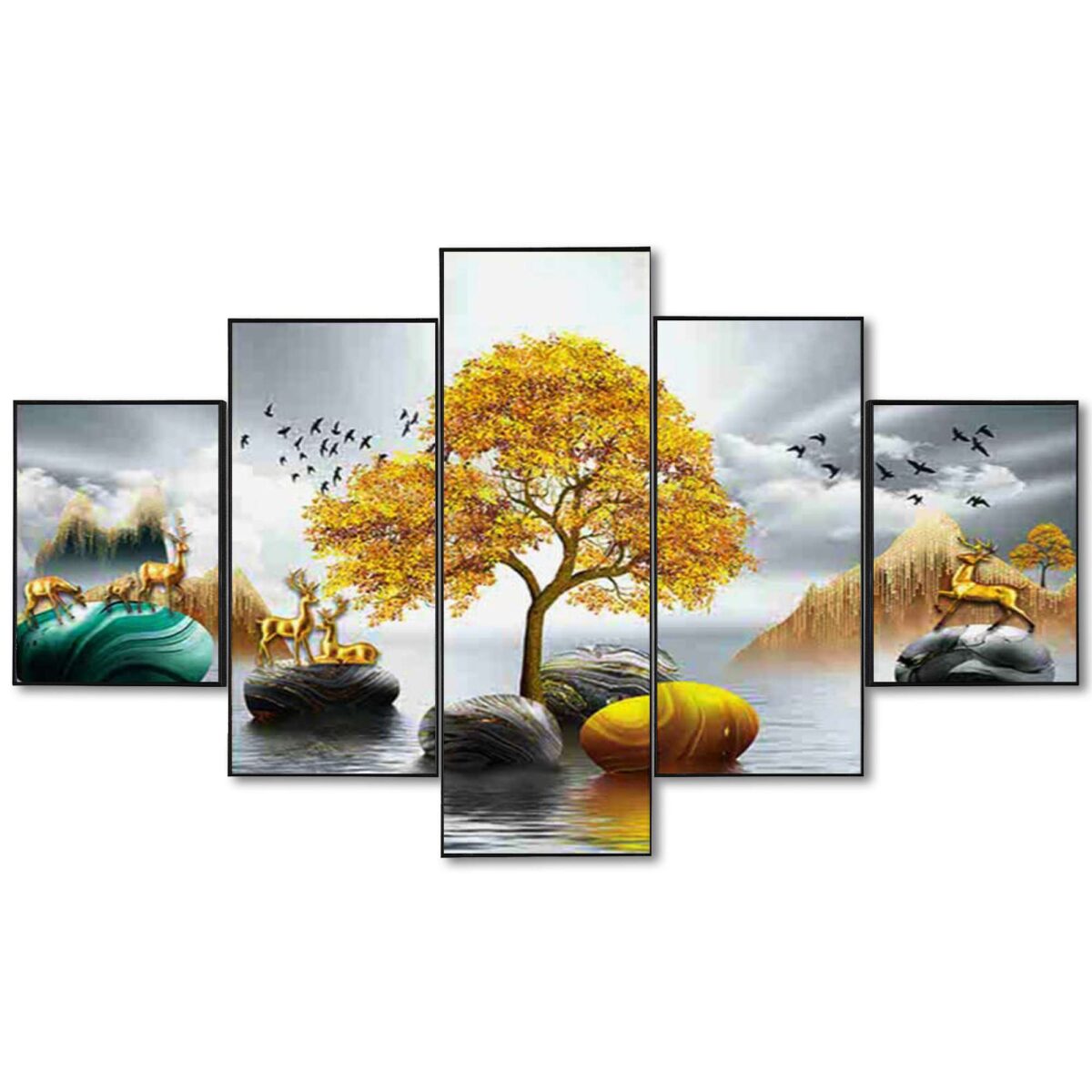 Set Of Five Framed Digital Wall Painting - Image 3