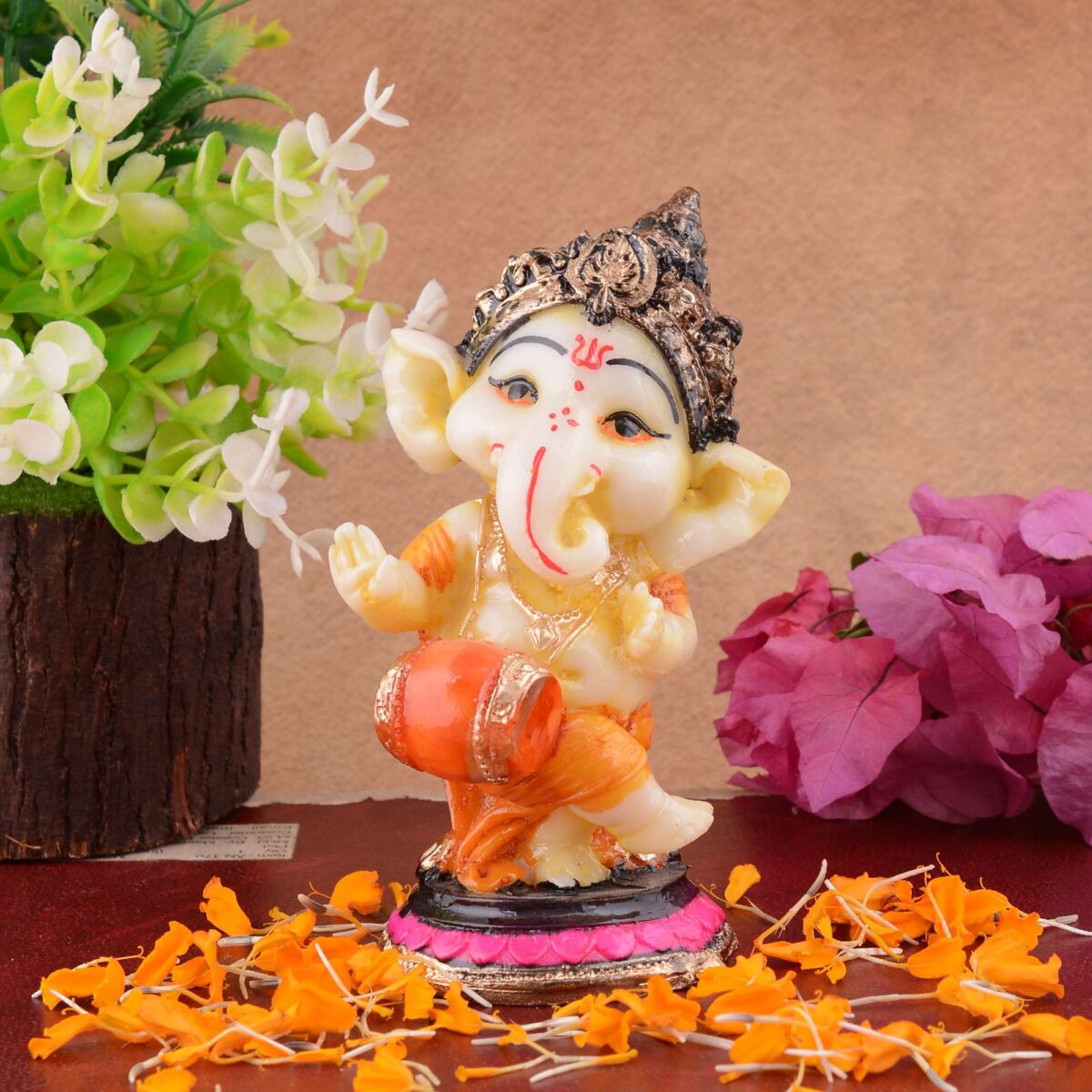 Ganesha Statue  Idol Shriganesh Bhagwan Murti / Home, Office Decor / Car Dashboard / Side Table Brass Ganpati / Lord Vinayaka Statue / God of Luck & Success Sculpture / Gift Items - Image 2