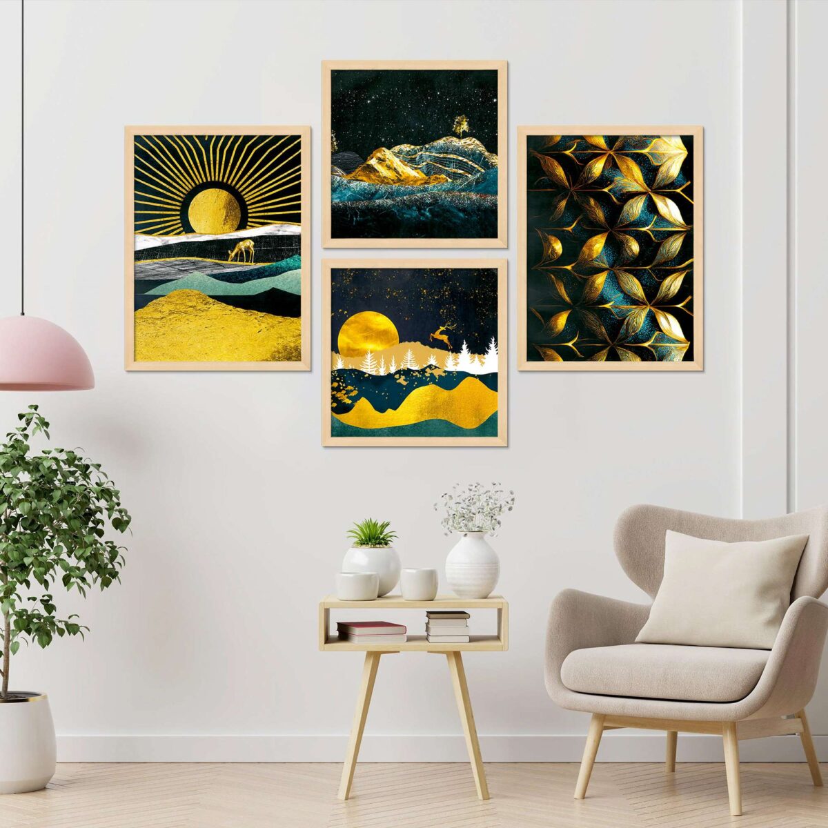 SET OF 4 DIGITAL WALL PAINTING