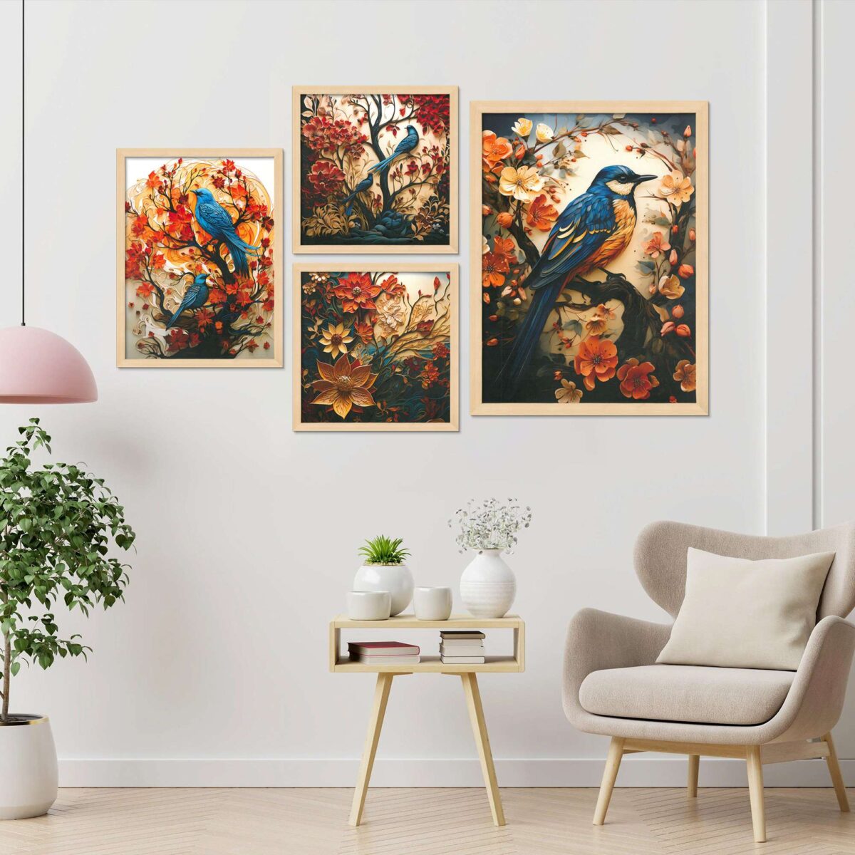 SET OF 4 DIGITAL WALL PAINTING