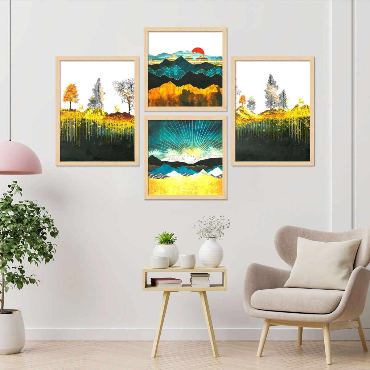 SET OF 4 DIGITAL WALL PAINTING